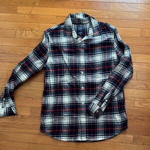 GAP Men's Black, Red, and White Plaid Shirt